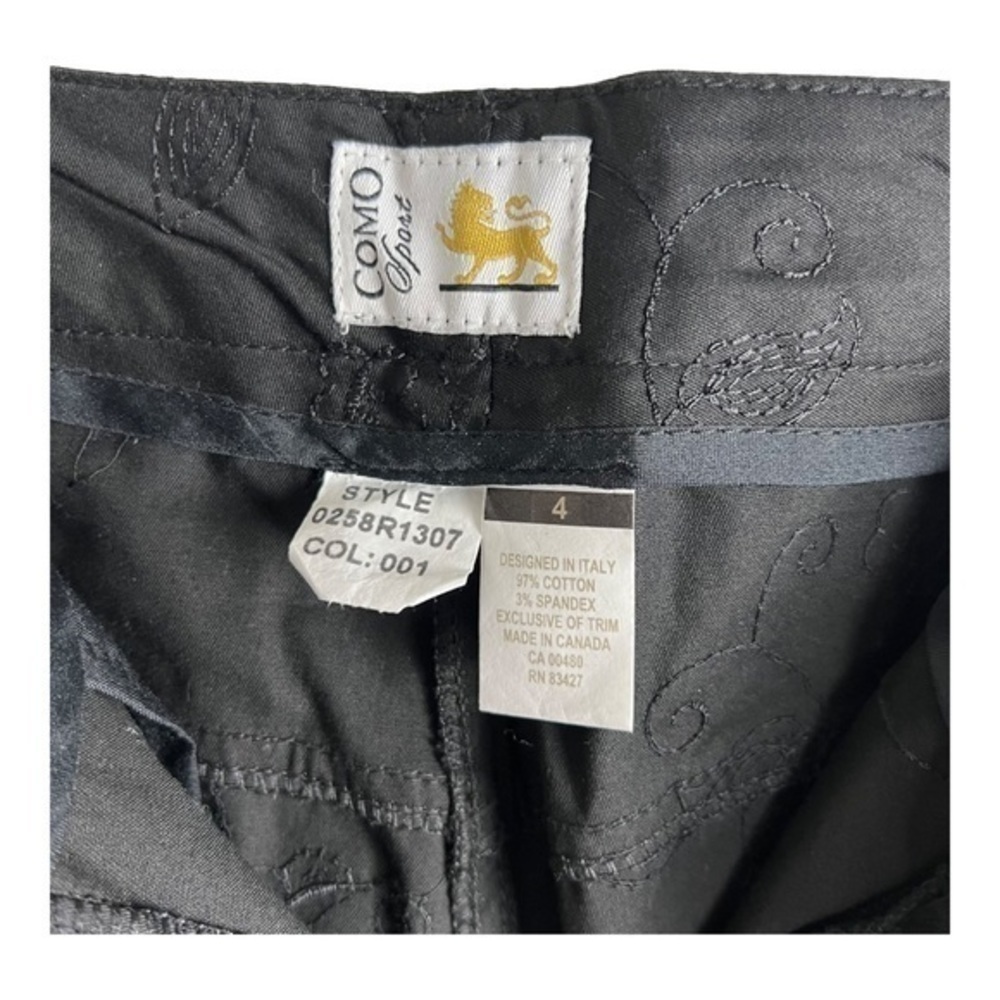Como Sport Casual Embroidered Pant Size 4 - Picture 4 of 8